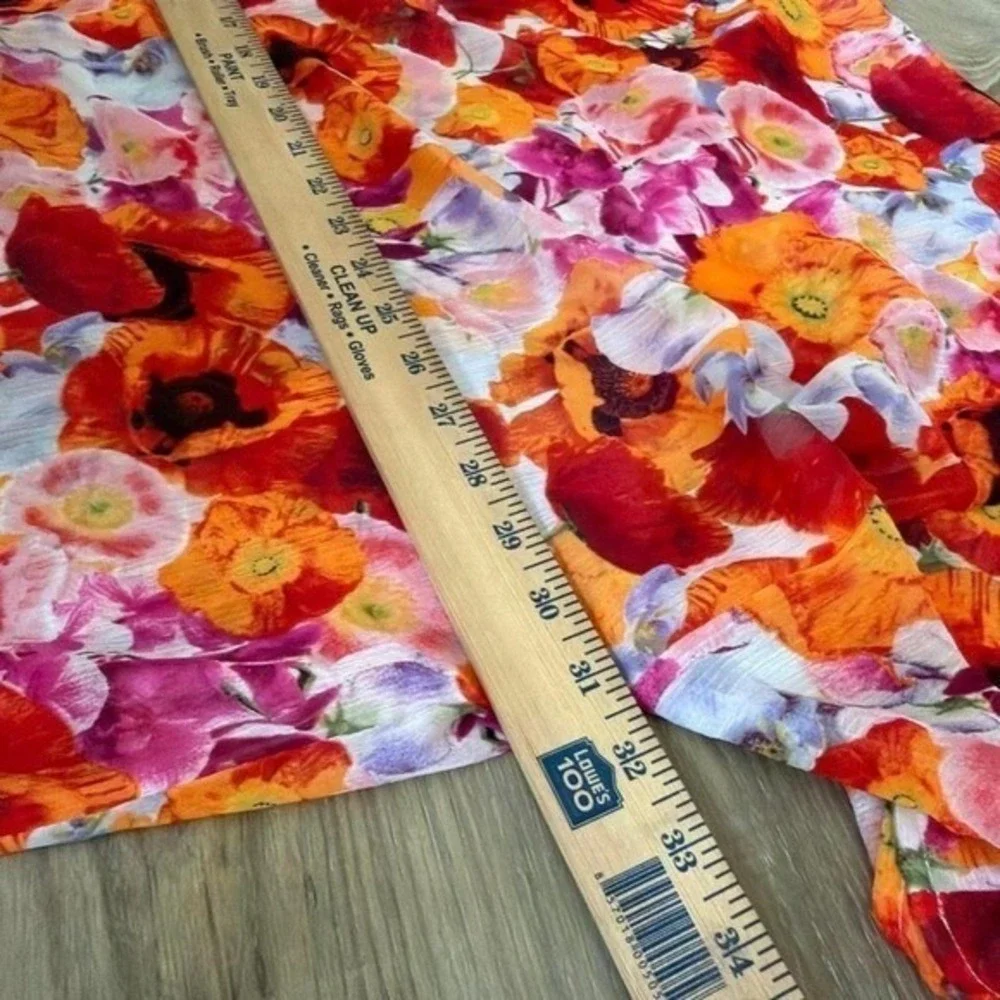 Aerie Chiffon Sheer Floral Kimono‎ Swim Cover Up Orange Pink Beach Resortwear OS
